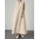 Solid V Neck Sleeveless Casual Cotton Maxi Dress