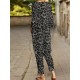 Leopard Print Pocket Tie Long Sleeve Elastic Waist Two Pieces Set