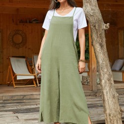 Pocket Solid Loose Fit Brief Summer Jumpsuit