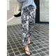 Women 100  Cotton Plants And Flowers Printing Maxi Length Pants