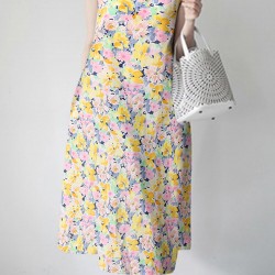 Calico Sleeveless Round Neck Print Dress