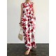 Plant Print Pocket Round Neck Sleeveless Print Dress