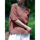 Solid Half Sleeve Crew Neck Casual Women Blouse