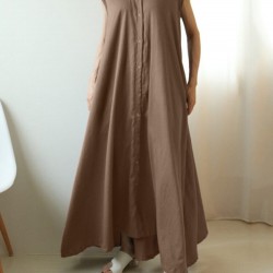 Solid Button Lapel Ruched Short Sleeve Maxi Shirt Dress