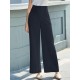 Solid Pocket Button Wide Leg High Waist Casual Pants