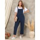 Solid Pocket Sleeveless Button Casual Jumpsuit For Women