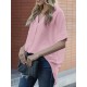 Solid Lapel Half Sleeve Casual Blouse