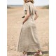 Solid Pocket Sash Short Sleeve Cotton Casual Maxi Dress