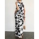 Plant Print Pocket Round Neck Sleeveless Print Dress