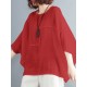 Solid Round Neck Bat Sleeve Casual Blouse