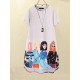 Cartoon Girls Graphic Pocket Short Sleeve Button Dress