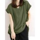 Solid Ruched Short Sleeve V Neck Casual Blouse