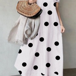 Polka Dot Sleeveless Ruffle V Neck Maxi Dress