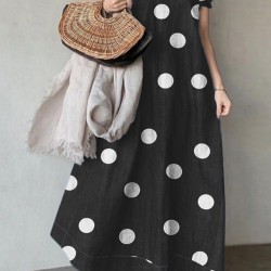 Polka Dot Sleeveless Ruffle V Neck Maxi Dress