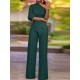 High Waist Solid Pocket Asymmetrical One Shoulder Jumpsuit