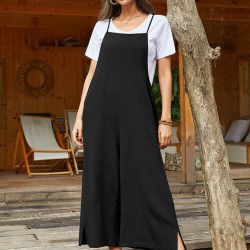 Pocket Solid Loose Fit Brief Summer Jumpsuit