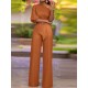 High Waist Solid Pocket Asymmetrical One Shoulder Jumpsuit