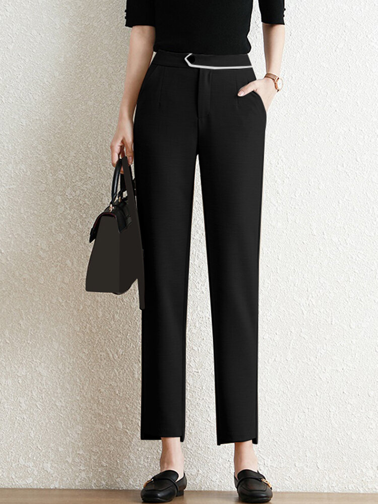 Contrast Pocket Step Hem Tailored Pants For Women Contrast Pocket Step Hem Tailored Pants For Women