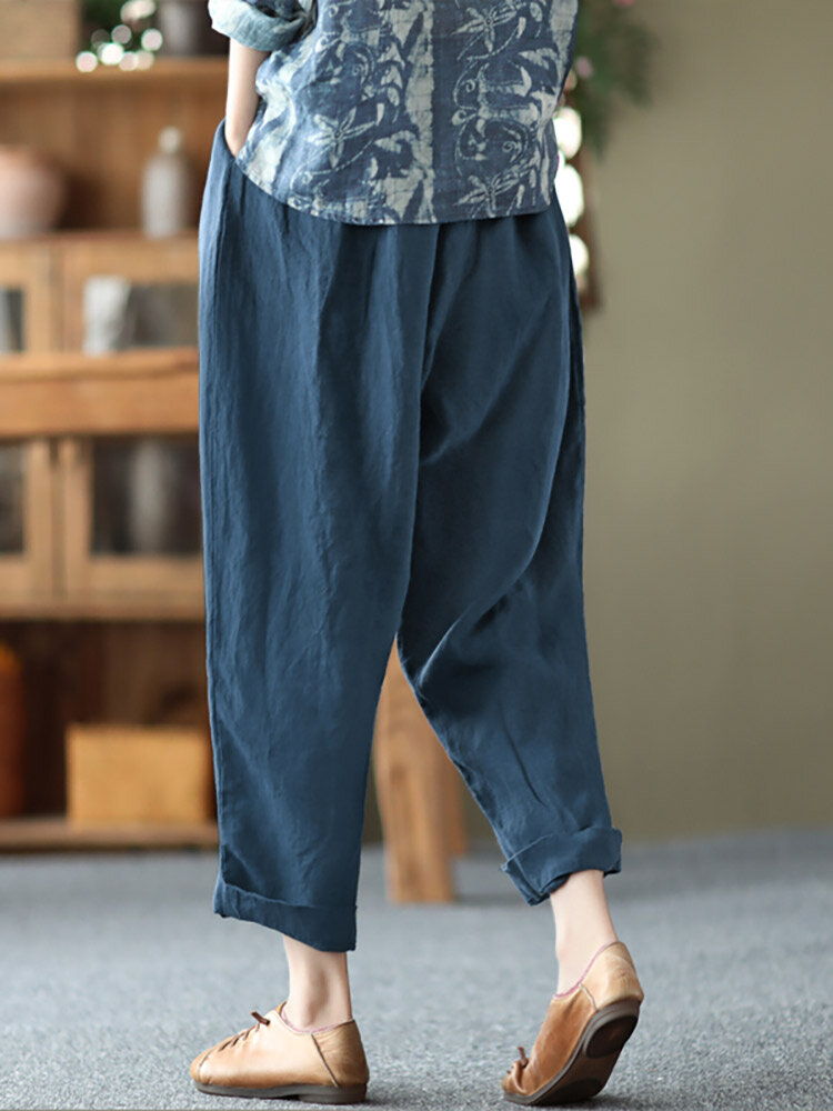 Leisure Solid Cotton Pocket Casual Cotton Pants Leisure Solid Cotton Pocket Casual Cotton Pants