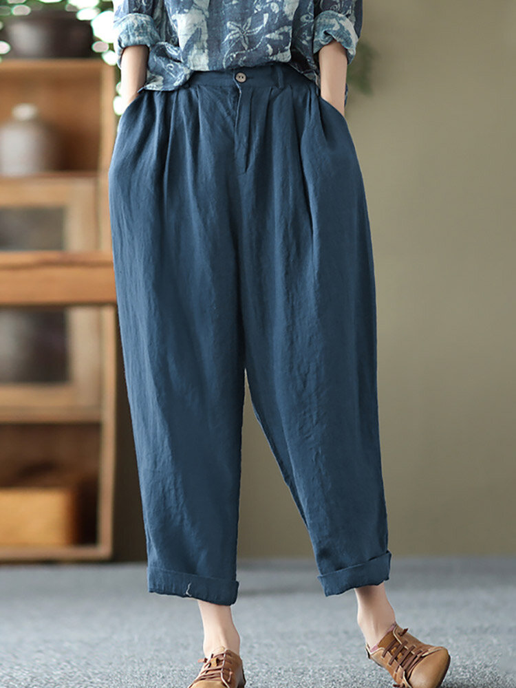 Leisure Solid Cotton Pocket Casual Cotton Pants Leisure Solid Cotton Pocket Casual Cotton Pants
