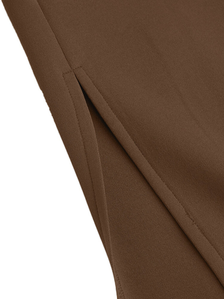 Women Turtleneck Solid Color Ankle Length Zipper Elastic Waist Two Piece Sets Women Turtleneck Solid Color Ankle Length Zipper Elastic Waist Two Piece Sets
