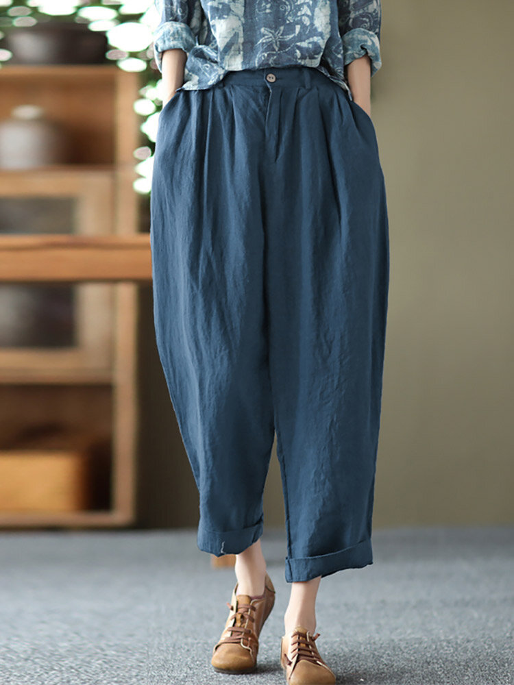 Leisure Solid Cotton Pocket Casual Cotton Pants Leisure Solid Cotton Pocket Casual Cotton Pants