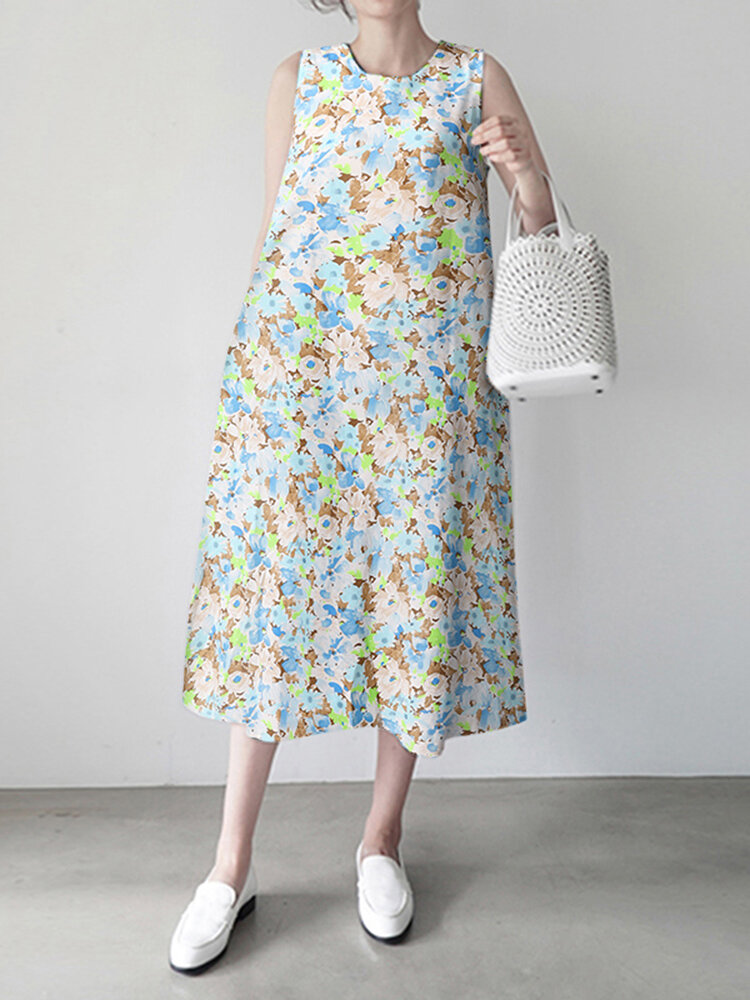 Calico Sleeveless Round Neck Print Dress Calico Sleeveless Round Neck Print Dress