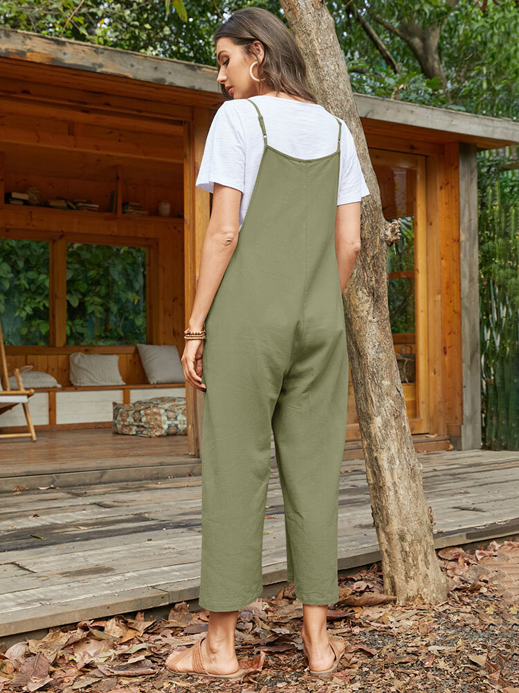 Pocket Solid Loose Fit Brief Summer Jumpsuit Pocket Solid Loose Fit Brief Summer Jumpsuit