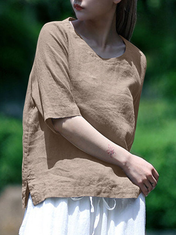 Solid Half Sleeve Crew Neck Casual Women Blouse Solid Half Sleeve Crew Neck Casual Women Blouse