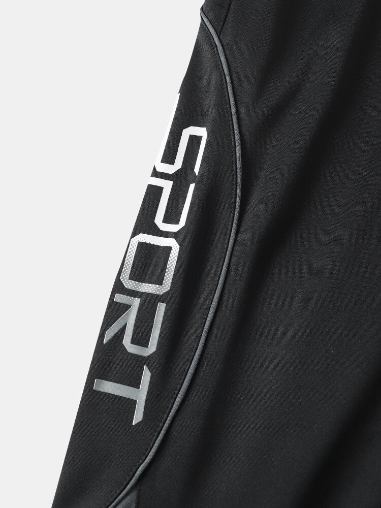 Side Letter Fitting Mid Rise Ankle Length Drawstring Sports Pants Side Letter Fitting Mid Rise Ankle Length Drawstring Sports Pants