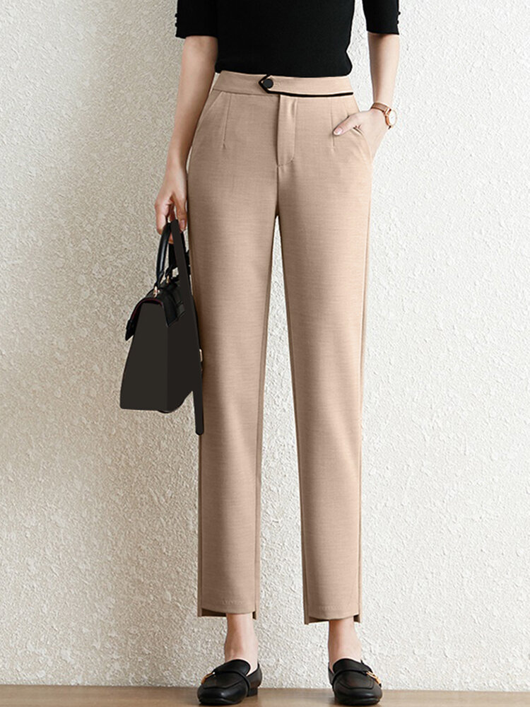 Contrast Pocket Step Hem Tailored Pants For Women Contrast Pocket Step Hem Tailored Pants For Women