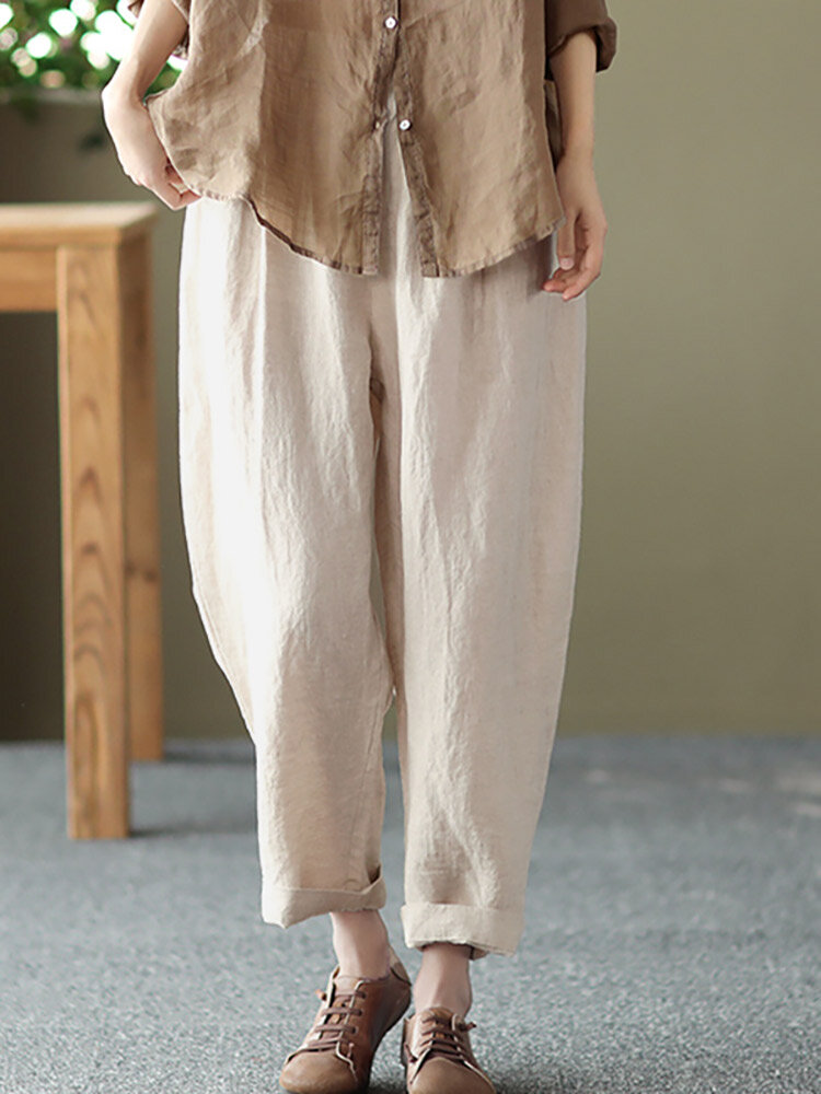 Leisure Solid Cotton Pocket Casual Cotton Pants Leisure Solid Cotton Pocket Casual Cotton Pants