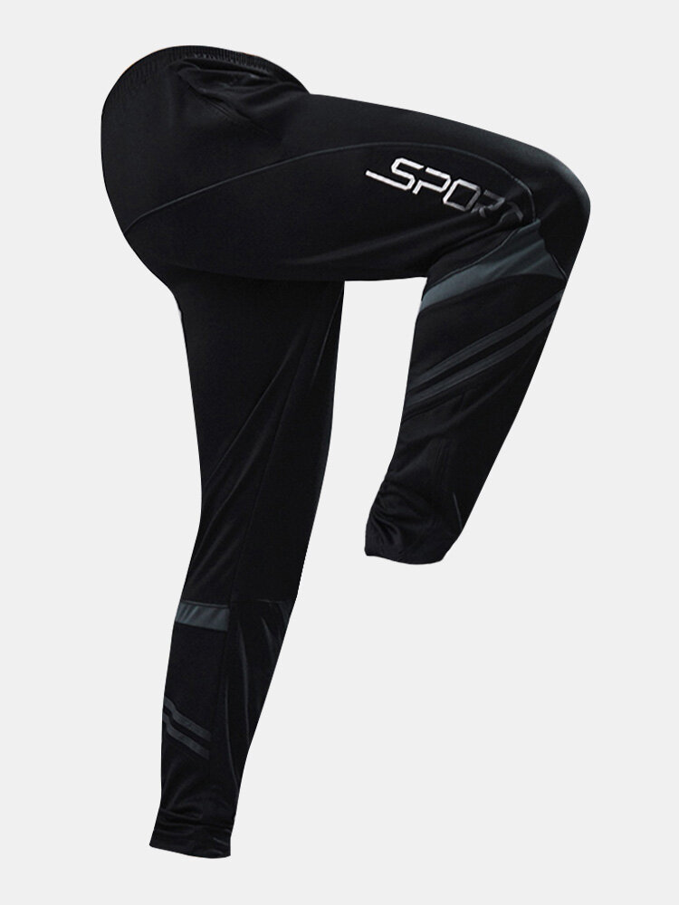 Side Letter Fitting Mid Rise Ankle Length Drawstring Sports Pants