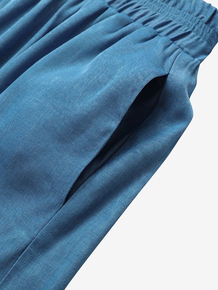 Leisure Solid Ruffle Wide Leg Pocket Pants Leisure Solid Ruffle Wide Leg Pocket Pants