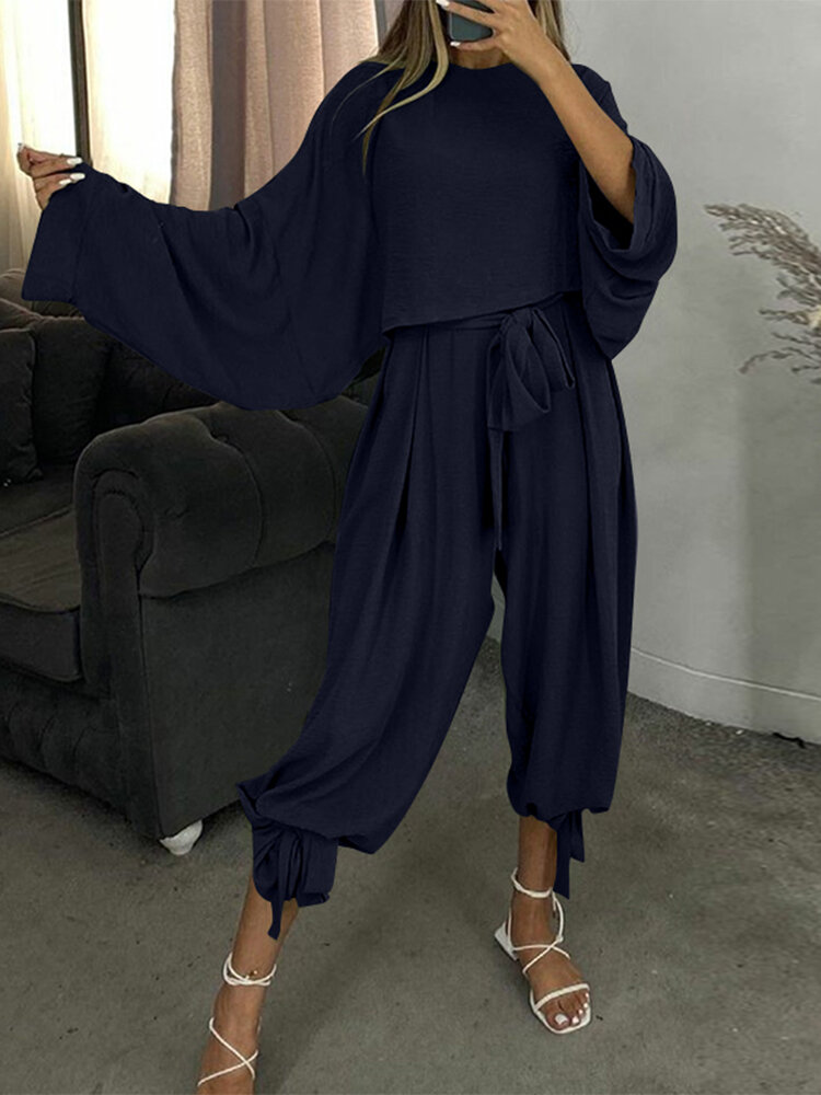 Round Neck Long Sleeve Button Pocket Solid Suit