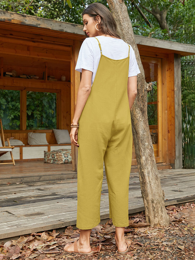 Pocket Solid Loose Fit Brief Summer Jumpsuit Pocket Solid Loose Fit Brief Summer Jumpsuit