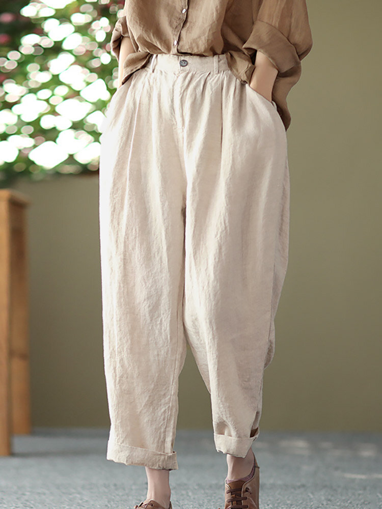 Leisure Solid Cotton Pocket Casual Cotton Pants Leisure Solid Cotton Pocket Casual Cotton Pants