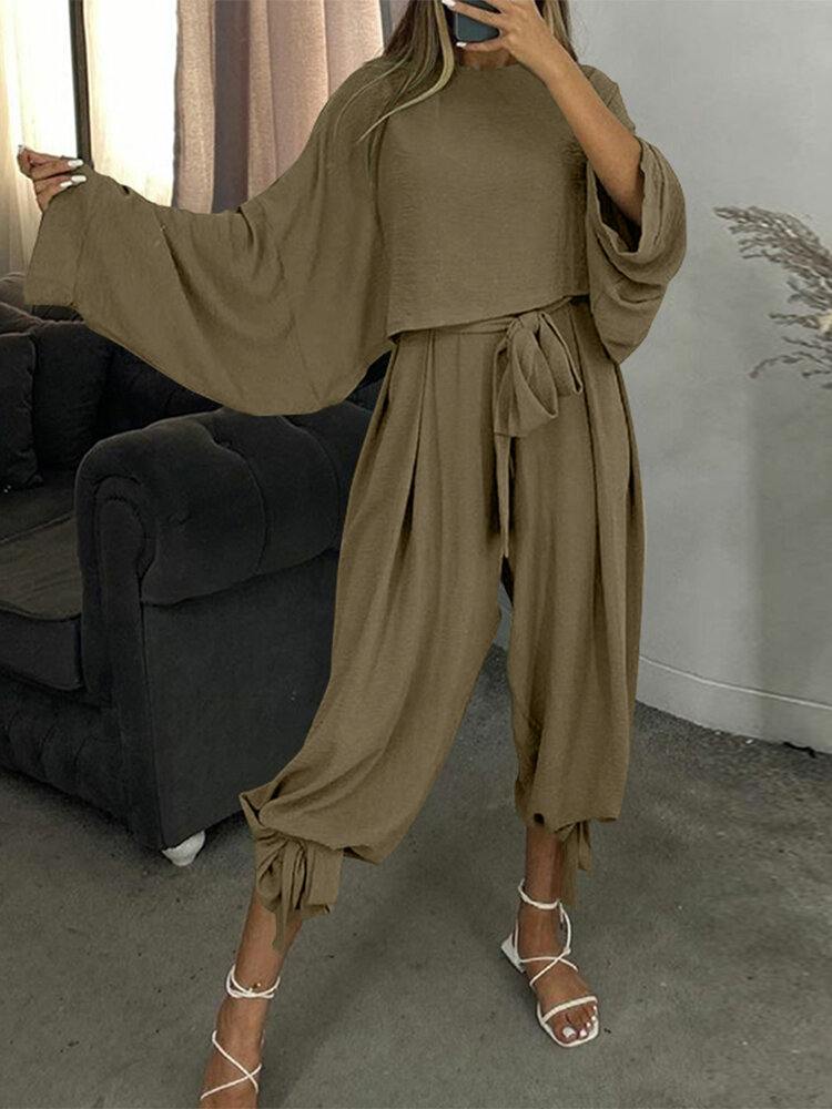 Round Neck Long Sleeve Button Pocket Solid Suit Round Neck Long Sleeve Button Pocket Solid Suit