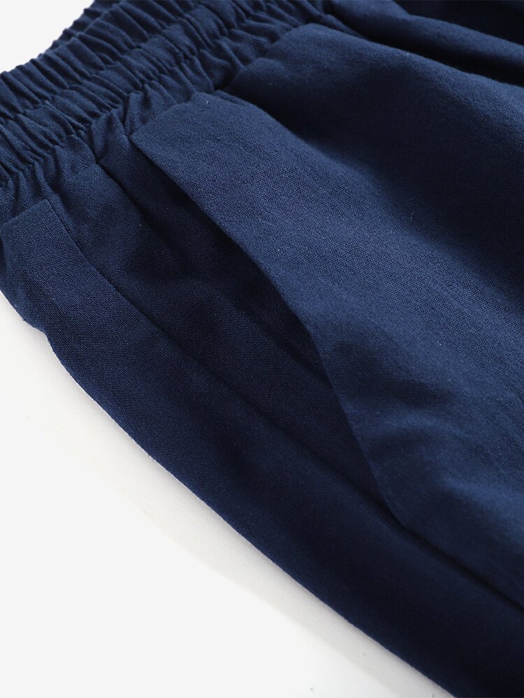 Leisure Solid Drawstring Pocket Cotton Casual Pants Leisure Solid Drawstring Pocket Cotton Casual Pants