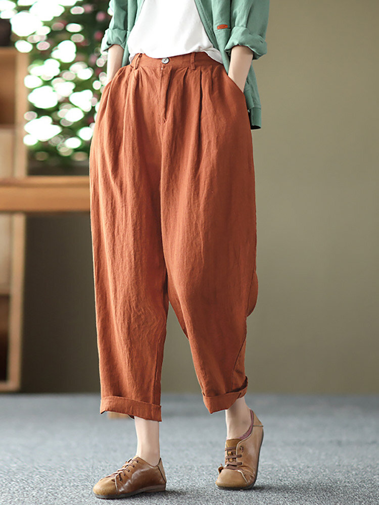 Leisure Solid Cotton Pocket Casual Cotton Pants Leisure Solid Cotton Pocket Casual Cotton Pants