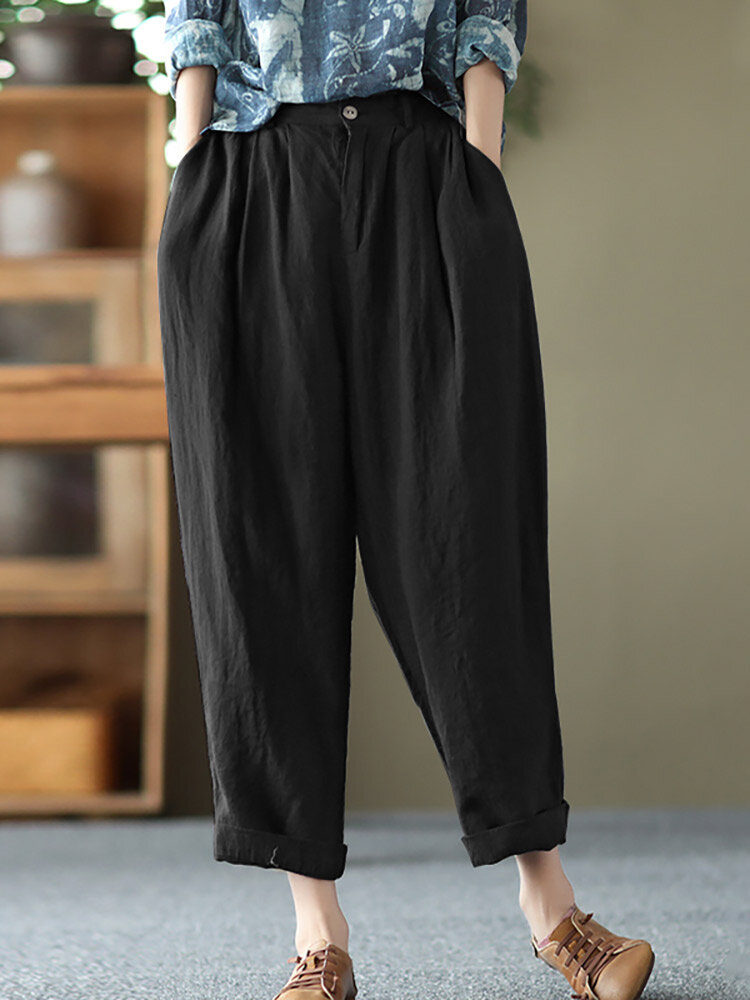 Leisure Solid Cotton Pocket Casual Cotton Pants Leisure Solid Cotton Pocket Casual Cotton Pants
