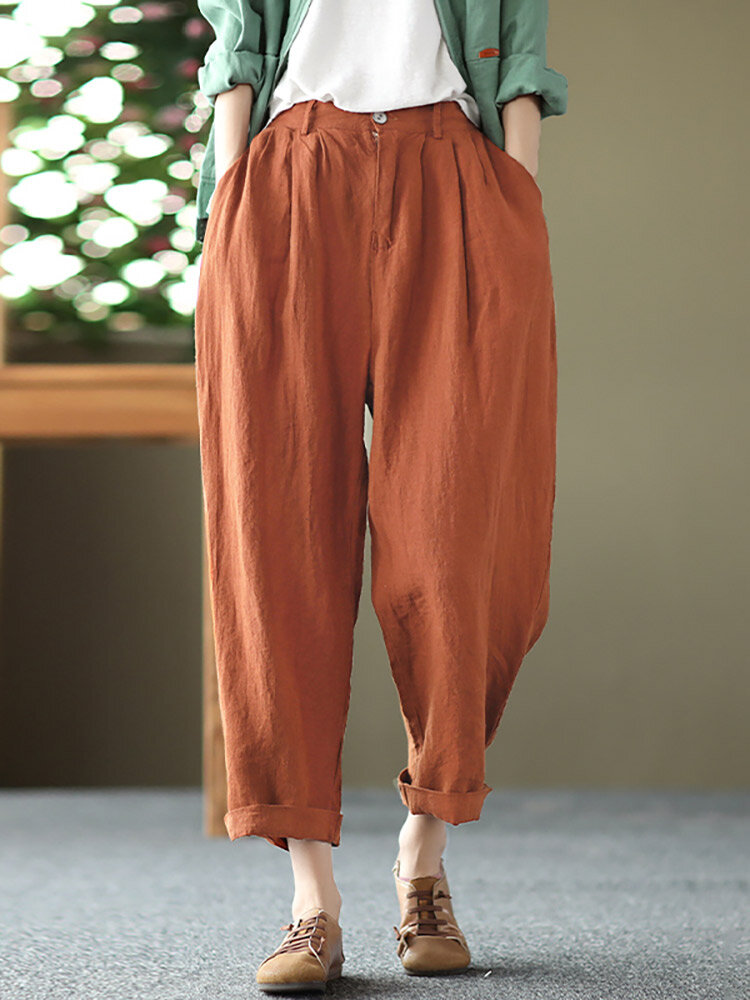 Leisure Solid Cotton Pocket Casual Cotton Pants Leisure Solid Cotton Pocket Casual Cotton Pants