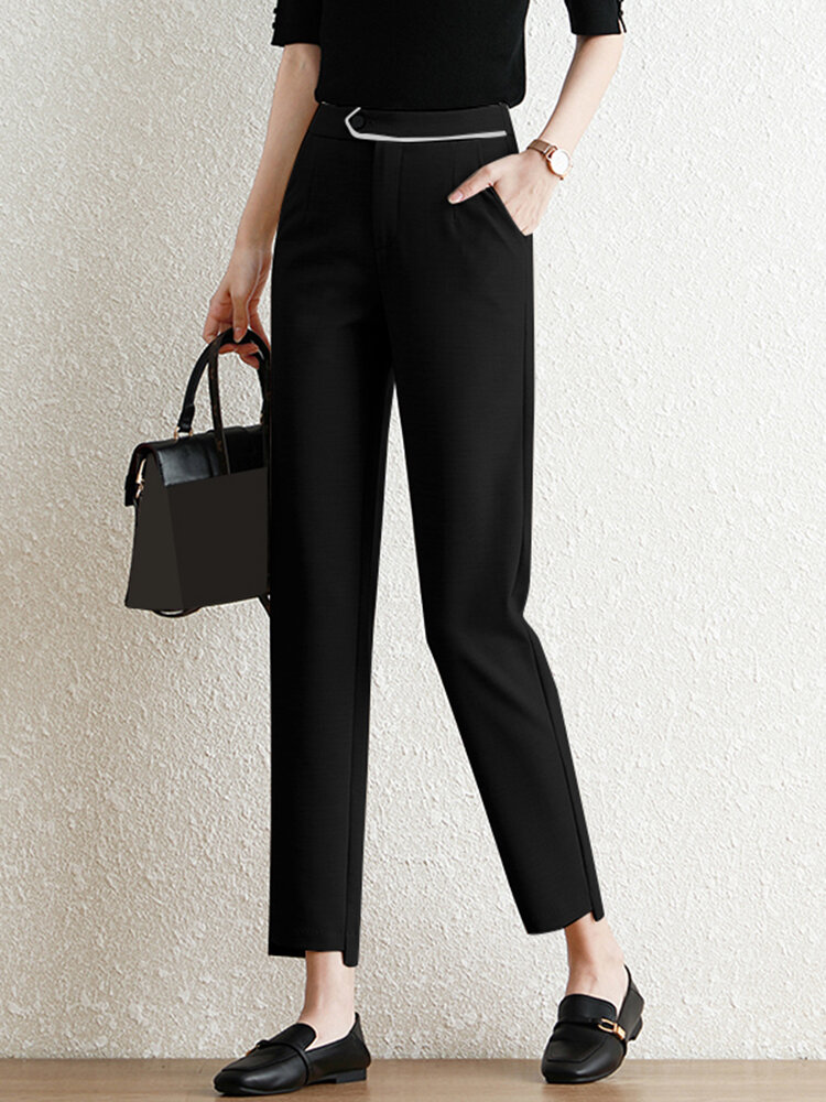 Contrast Pocket Step Hem Tailored Pants For Women Contrast Pocket Step Hem Tailored Pants For Women