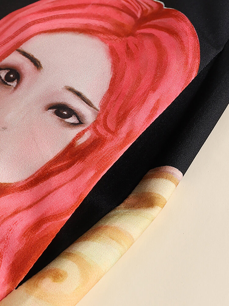 Cartoon Girls Graphic Pocket Short Sleeve Button Dress Cartoon Girls Graphic Pocket Short Sleeve Button Dress