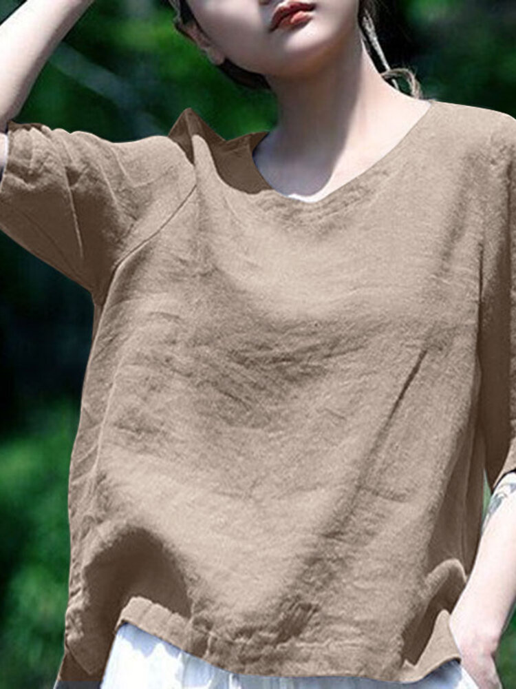 Solid Half Sleeve Crew Neck Casual Women Blouse Solid Half Sleeve Crew Neck Casual Women Blouse