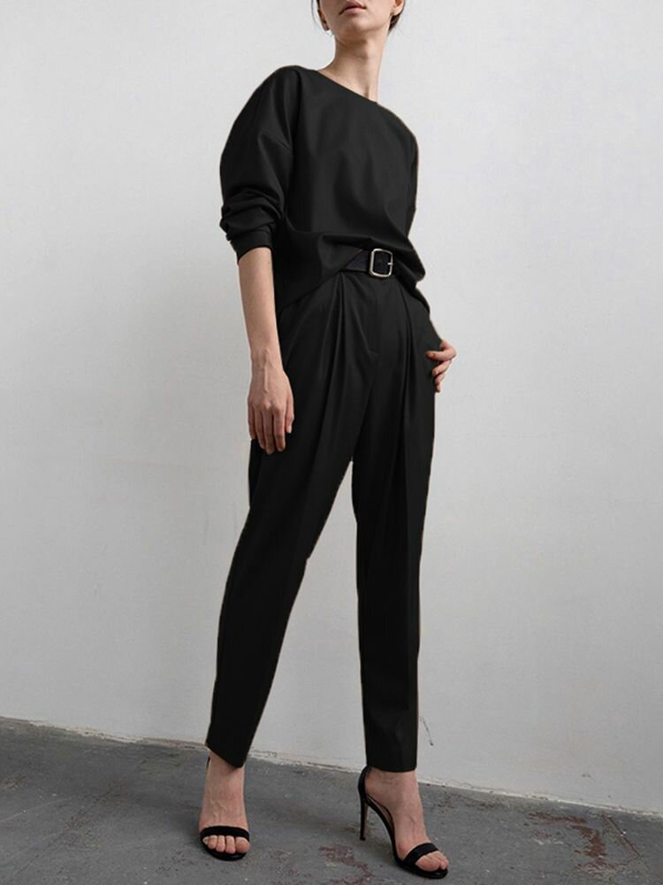 Solid Zip Button Pocket Long Sleeve Two Pieces Set Solid Zip Button Pocket Long Sleeve Two Pieces Set